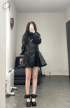 Shushutong double collar long coat aw21co07 black